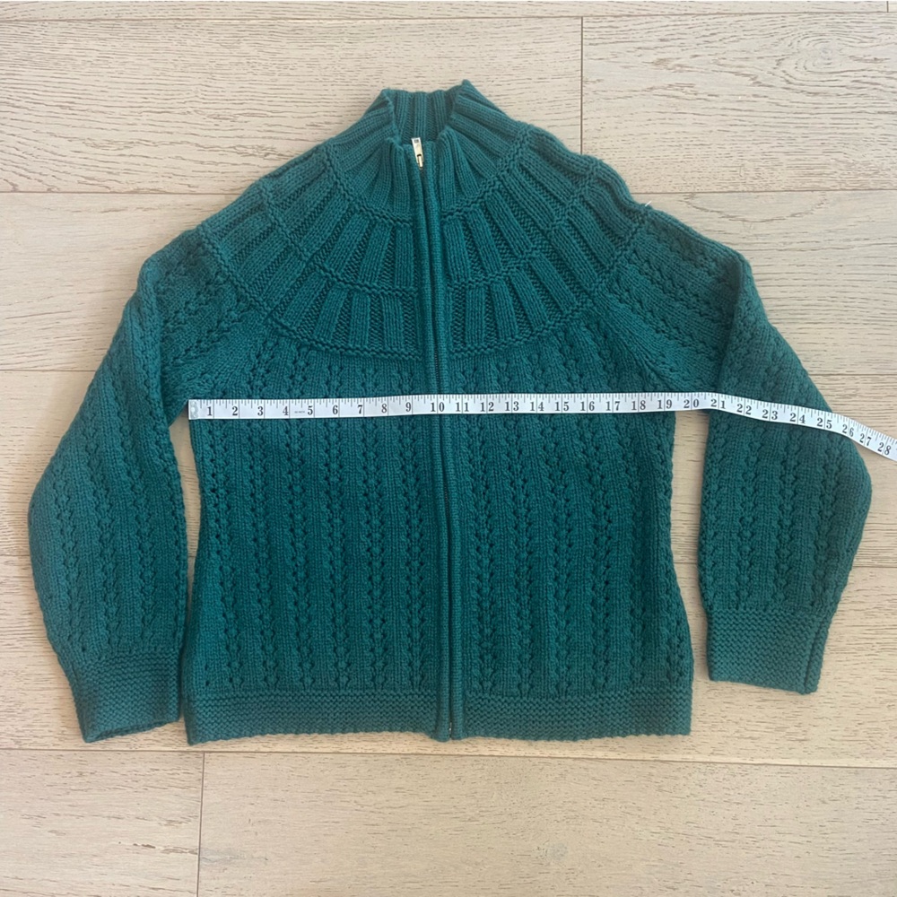Talbots Green Zip Cardigan Medium Cotton Blend Lightweight NWT - Picture 7 of 8